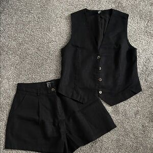 Forever 21 Black Vest and Shorts Set